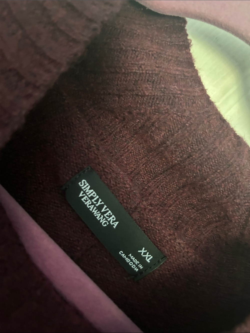 NWT Simply Vera Vera Wang luxe cashmere blend Mockneck sweater size XXL - Picture 5 of 6